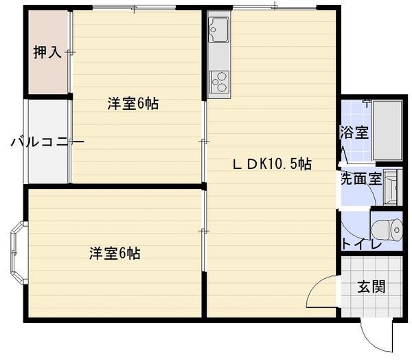 大宝ココグラン山本(2LDK/4階)の間取り写真