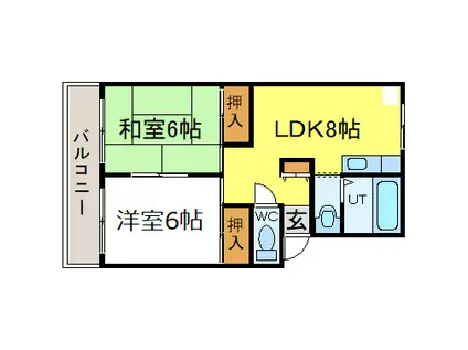プレジール鹿野(2LDK/2階)の間取り写真