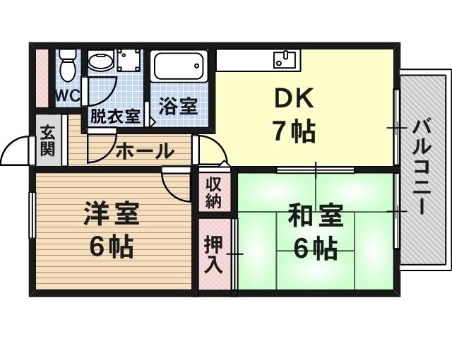 ドエル光南(2DK/1階)の間取り写真