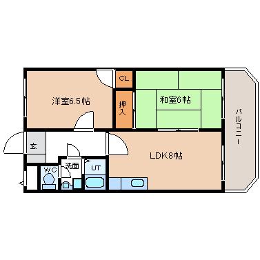 ロイヤル八尾(2LDK/3階)の間取り写真