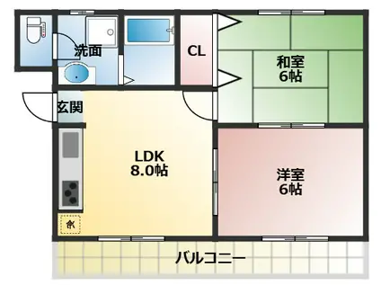 フェアモント(2LDK/3階)の間取り写真