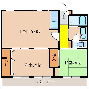 エル・セレーノ志紀(2LDK/4階)の間取り写真