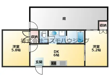 ジェイグラン(2DK/1階)の間取り写真