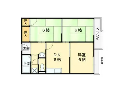 コーポみその D(3DK/2階)の間取り写真