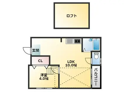 アメニティビックワン(1LDK/4階)の間取り写真