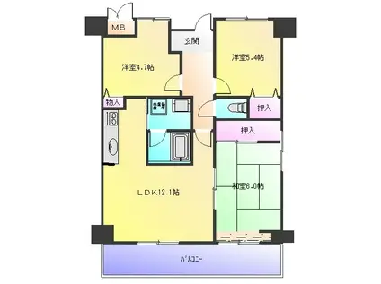 ステージ山本リュミエール(3LDK/5階)の間取り写真