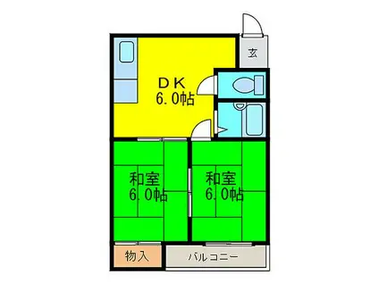 プレアール竹渕東(2DK/4階)の間取り写真