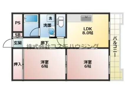 カパルア(2DK/5階)の間取り写真
