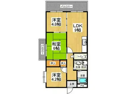 カーサフィオーレ壱番館(3LDK/5階)の間取り写真