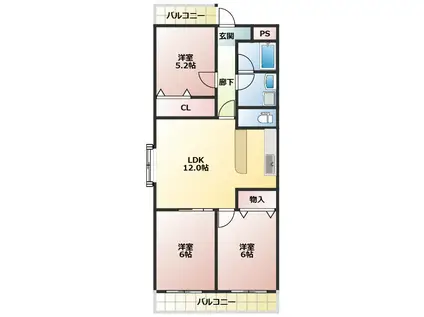 ライゼックス山本(3LDK/7階)の間取り写真