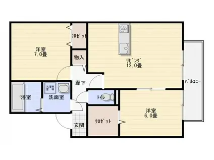 ディアコート91 C棟(2SLDK/2階)の間取り写真