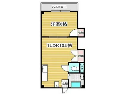 山本北コーポラス1号(1LDK/2階)の間取り写真