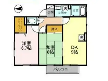 セジュール山城(2DK/2階)の間取り写真