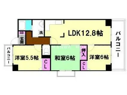 アネックス太子堂(3LDK/2階)の間取り写真