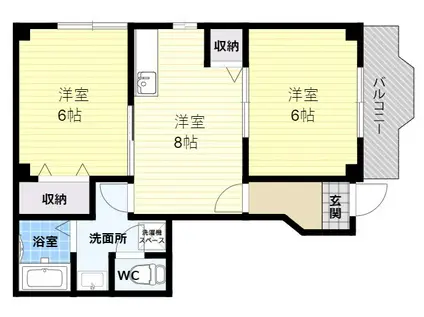 ピースフルコート(2DK/1階)の間取り写真