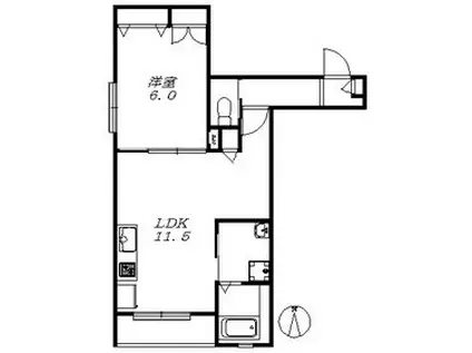 ジオ スプリング(1LDK/1階)の間取り写真