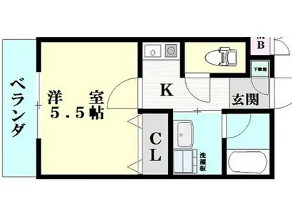 グリーンコートⅢ番館(1K/1階)の間取り写真