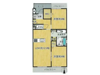 リアン宮町(2LDK/2階)の間取り写真