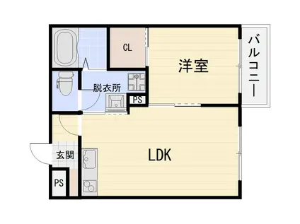 EMIPALACE東久宝寺(1LDK/1階)の間取り写真