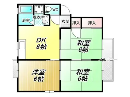 グリーンビレッジⅠ(3DK/2階)の間取り写真