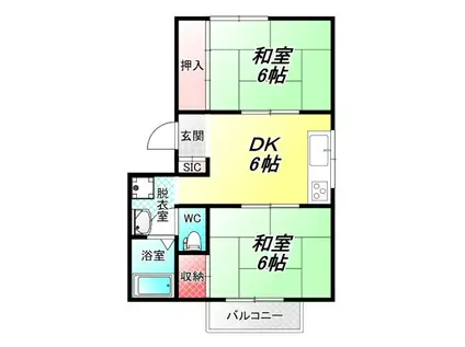 ユーアイコーポ(2DK/2階)の間取り写真