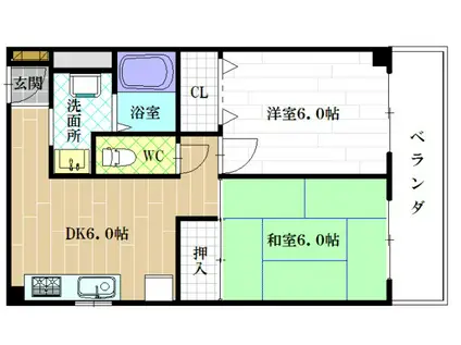 雅マンション(2DK/1階)の間取り写真