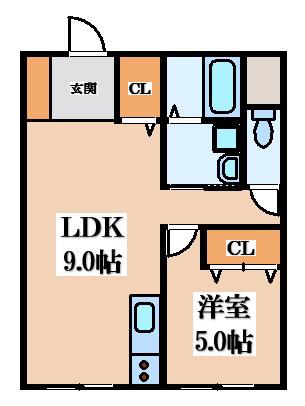 ブルーム楽音寺(1LDK/1階)の間取り写真