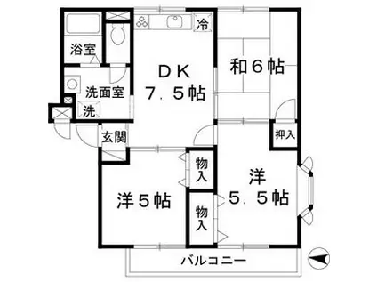 エスペランザ(3DK/2階)の間取り写真
