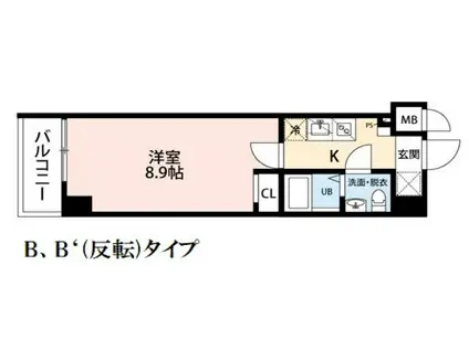 SKY YAO(1K/4階)の間取り写真