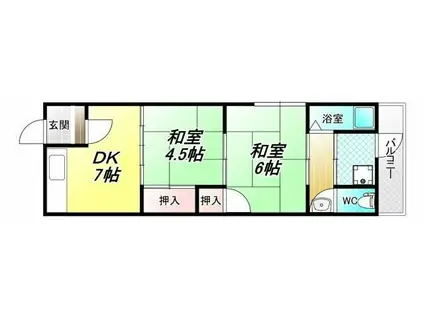 西川ハイツ(2DK/2階)の間取り写真