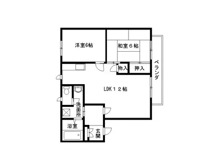 サニーコート高安(2LDK/2階)の間取り写真