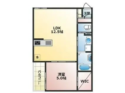 近鉄大阪線 高安駅 徒歩12分 3階建 築3年(1LDK/3階)の間取り写真