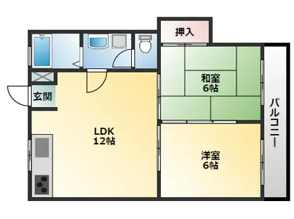 ニュータウン中田(2LDK/3階)の間取り写真