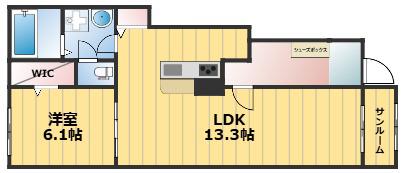 フェリス・ストリームⅠ・Ⅱ(1LDK/1階)の間取り写真