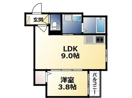 B.B.SOW(1LDK/3階)の間取り写真