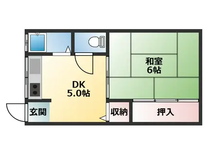 堤コーポ(1DK/2階)の間取り写真