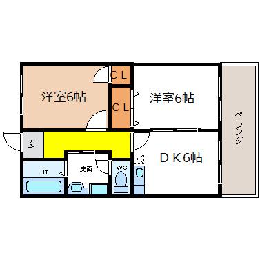 ロイヤルハイツ太田(2DK/8階)の間取り写真