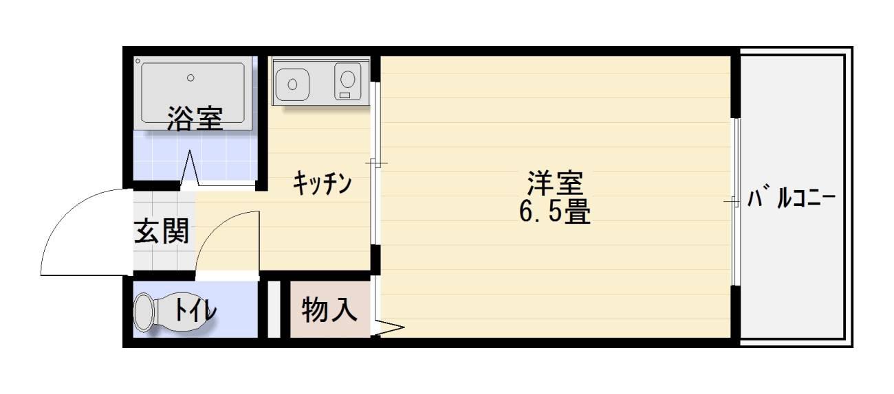 キティハウス(1SK/2階)の間取り写真