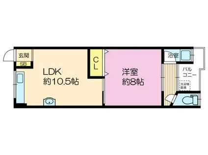 教興寺マンション(1LDK/3階)の間取り写真