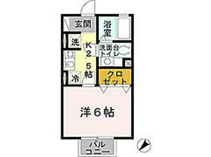 エムズコンフォート(1K/2階)の間取り写真