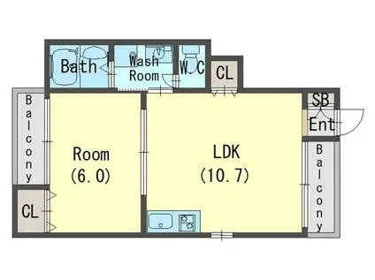 関西本線 志紀駅 徒歩12分 2階建 築7年(1LDK/1階)の間取り写真