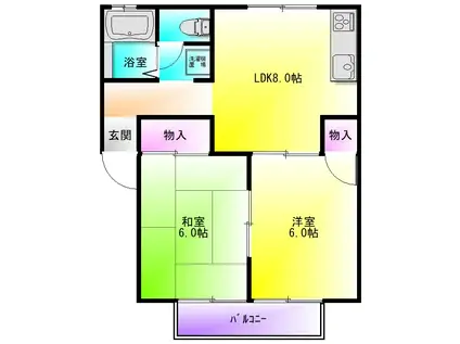カナロア(2LDK/1階)の間取り写真