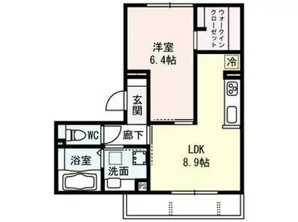 フルリール(1LDK/2階)の間取り写真