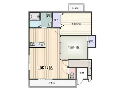 カサベラ佐堂(2LDK/2階)の間取り写真