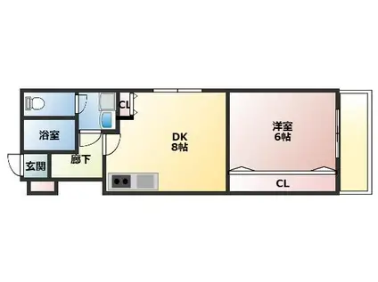 エクセレント久宝園(1LDK/3階)の間取り写真