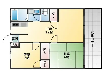 今辻ハイツ(2LDK/1階)の間取り写真