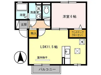アムールA棟(1LDK/1階)の間取り写真