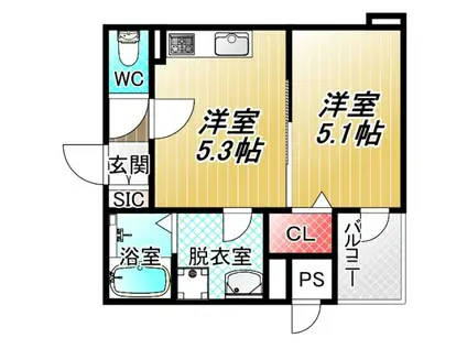 LINO久宝寺(1DK/1階)の間取り写真