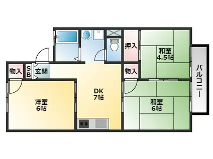 サンロイヤル(3DK/2階)の間取り写真