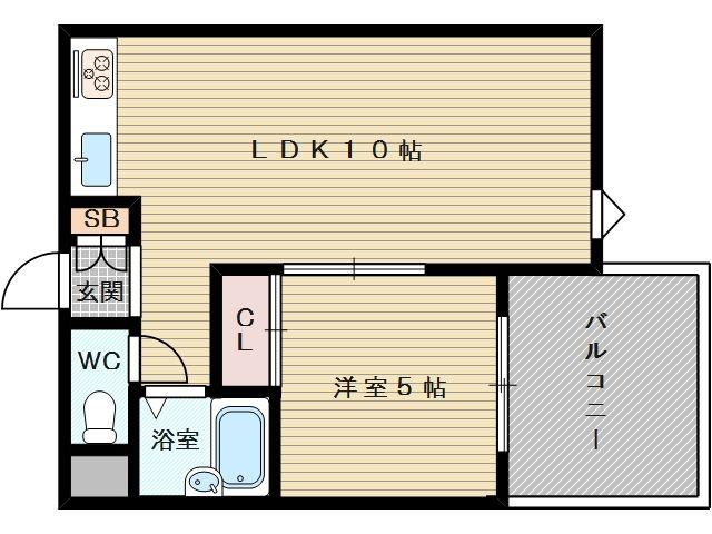 シャトル2(1LDK/2階)の間取り写真